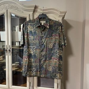 Tori Richards men’s Honolulu Lawn Shirt tribal Hawaiian Button Down M
